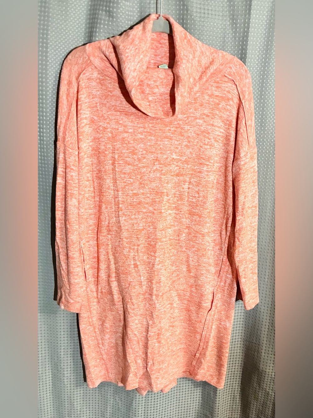 Saturday Sunday Cowl Neck Knit Dress Sz S Orange Raised Seams Patch Pockets Cozy